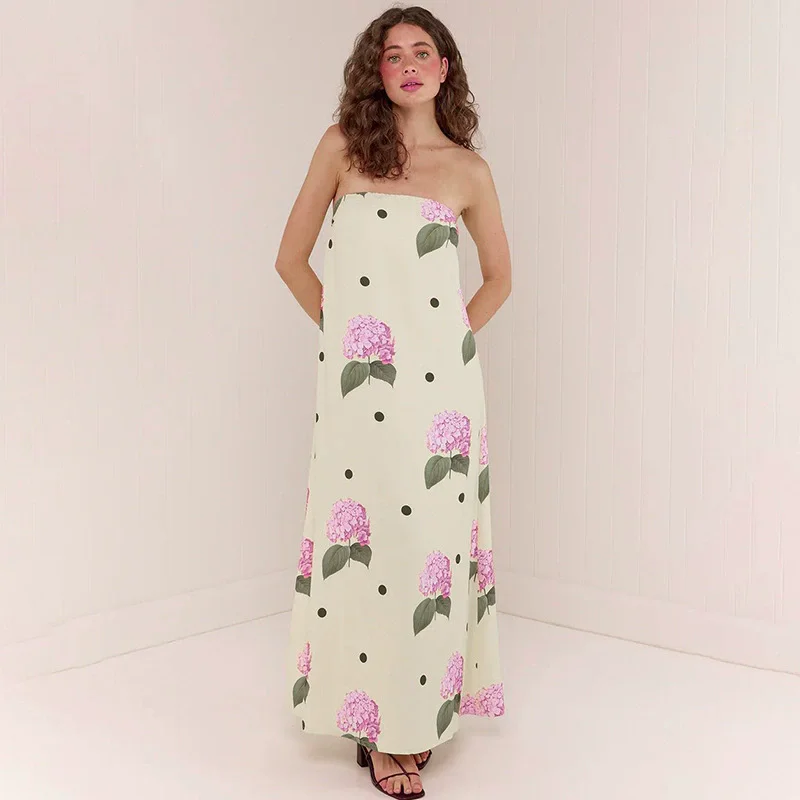 Hot Nieuwe mouwloze tanktop dames bedrukte rok zomer bohemien vakantie strand outdoor vakantie jurk groep