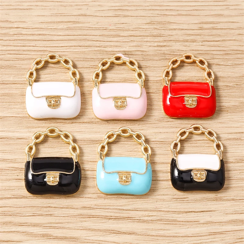 10 Stück Niedliche Emaille-Anhänger in Verschiedenen Formen (Tasche, Lippenstift, Make-up) für Schmuckherstellung, Halsketten, Ohrringe, Armbänder, DIY-Bastelzubehör – Detail 6