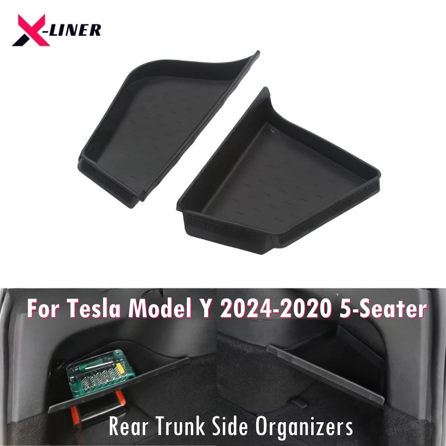 Trunk Organizer Set for Tesla Model Y 2024 2023 5-Seater Rear Trunk Organizer Side Storage Boxes Manufactured in Berlin/Austin