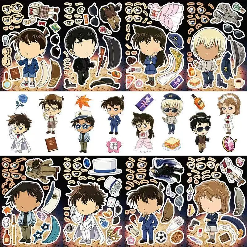 8 Stück Detektiv Conan Anime-Aufkleber Coole Graffiti-Sticker DIY-Dekoration Laptop Schreibwaren PVC Wasserdichte Spielzeuge Geschenk