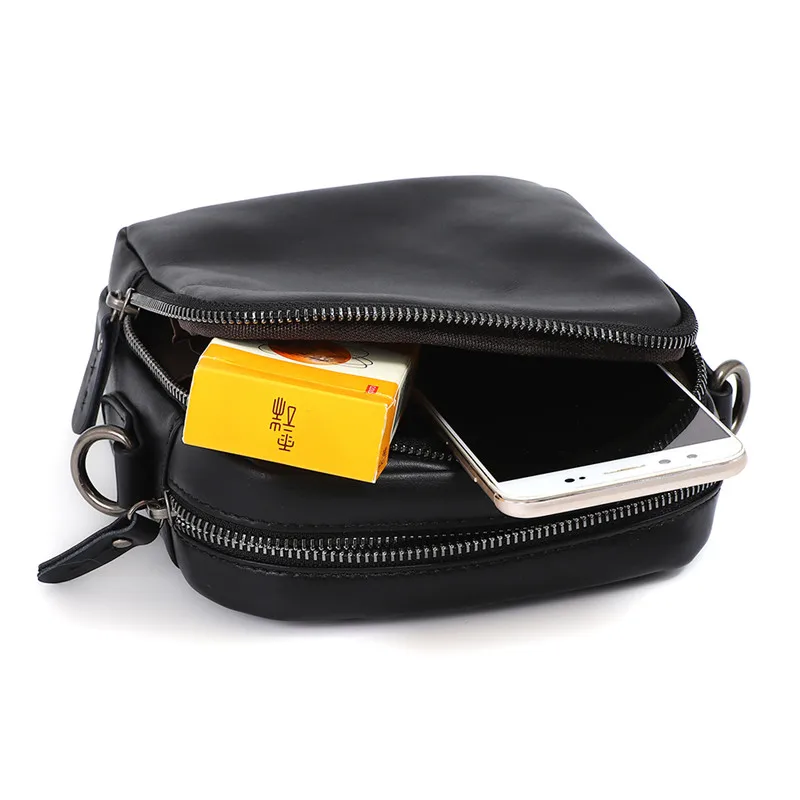 Genuine Cow Leather Men's Messenger Bag Shoulder Bag Waist Fanny Bum Bag For Men First Layer Cowhide Vintage Pocket Casual