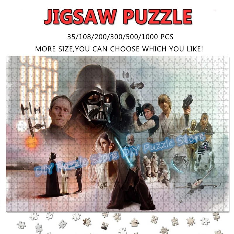 Rompecabezas de Bricolaje para Aliviar el Estrés, Juguetes de 108/200/300/500/1000/1500 Piezas, Impresión de Personajes de Películas de Star Wars y Superhéroes, Regalos de Rompecabezas