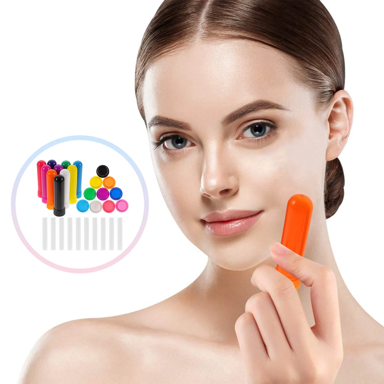 

10 шт. портативных пластиковых назальных стиков для ароматерапии с эфирными маслами для быстрого снятия заложенности носа