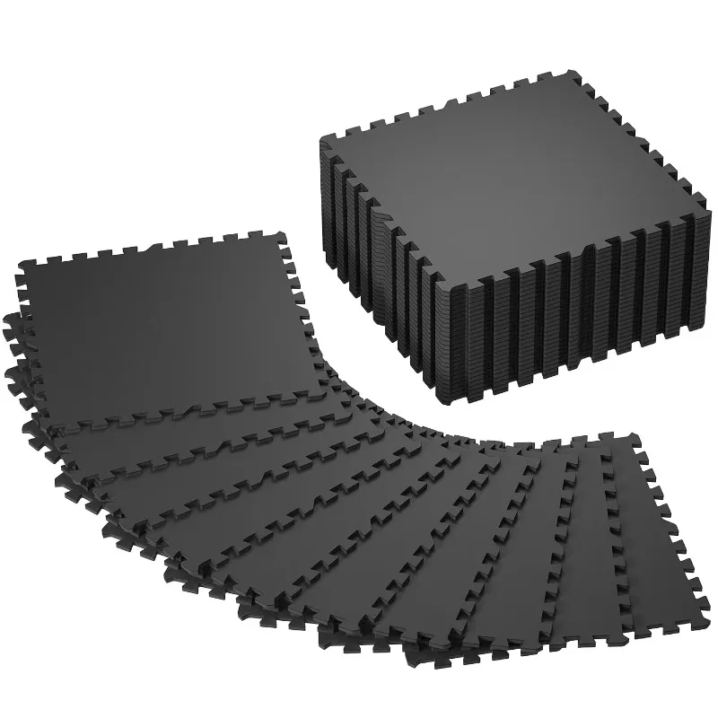 0.4in Thick 144 Sq.Ft Rubber Top Exercise Mat Set, 36 Pcs High Density EVA Foam, Custom