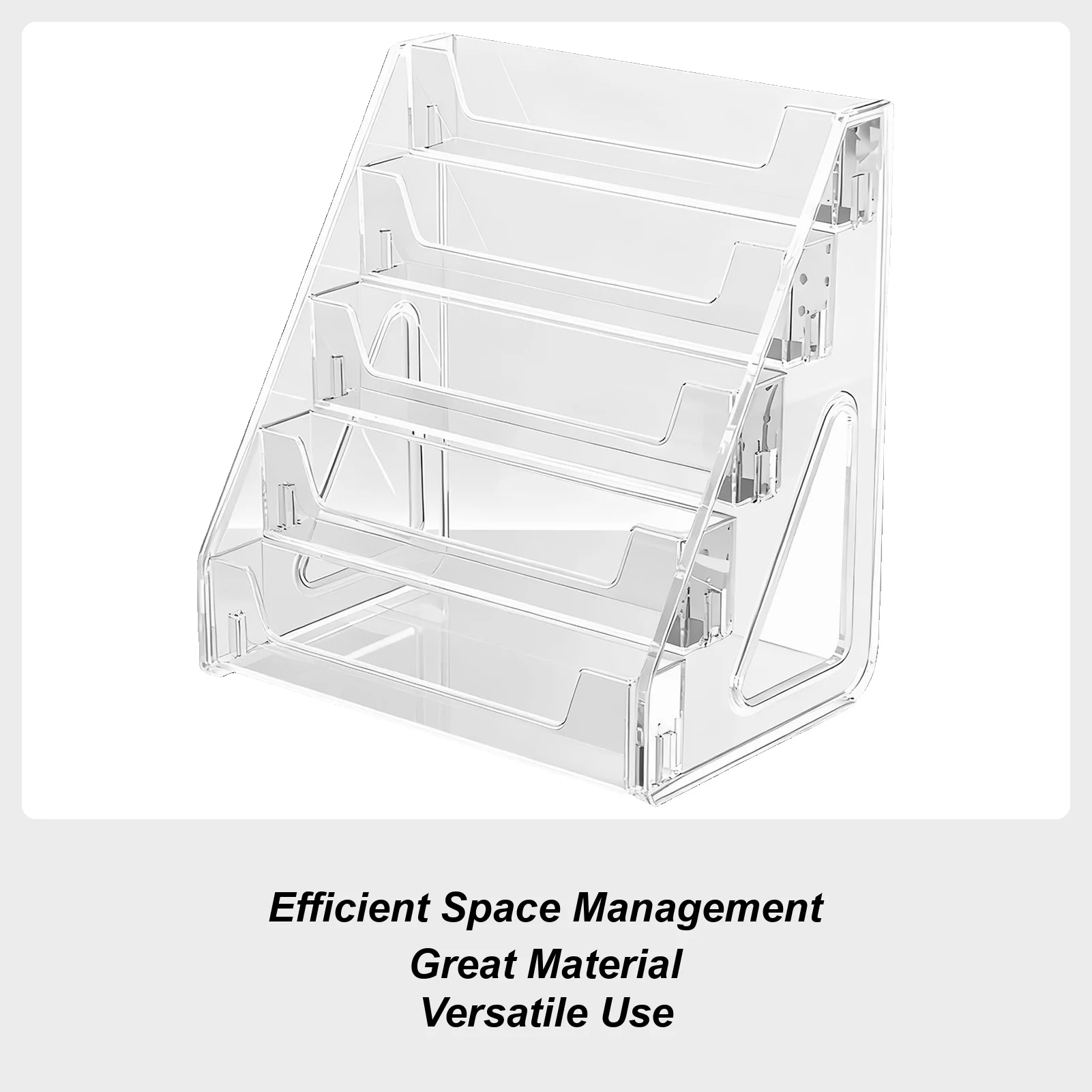 Card Display Stand 5-Tier Acrylic Organizer Clear Graded Card Shelf For Tabletop Desk Booth Organisation Collectible Postcards