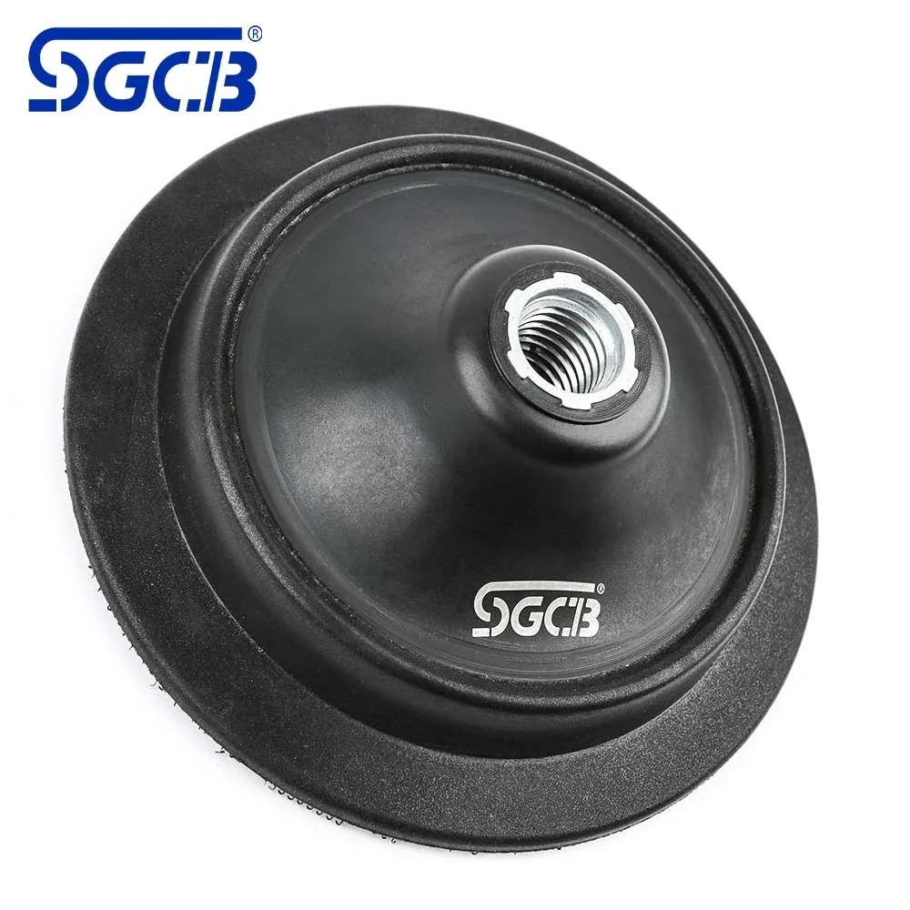 SGCB 5 Inch RO Polisher Backing Plate 5/8” Thread PU Soft Backing Pad Rotary Polisher M14 / M16 for Sanding Polishing Buffing