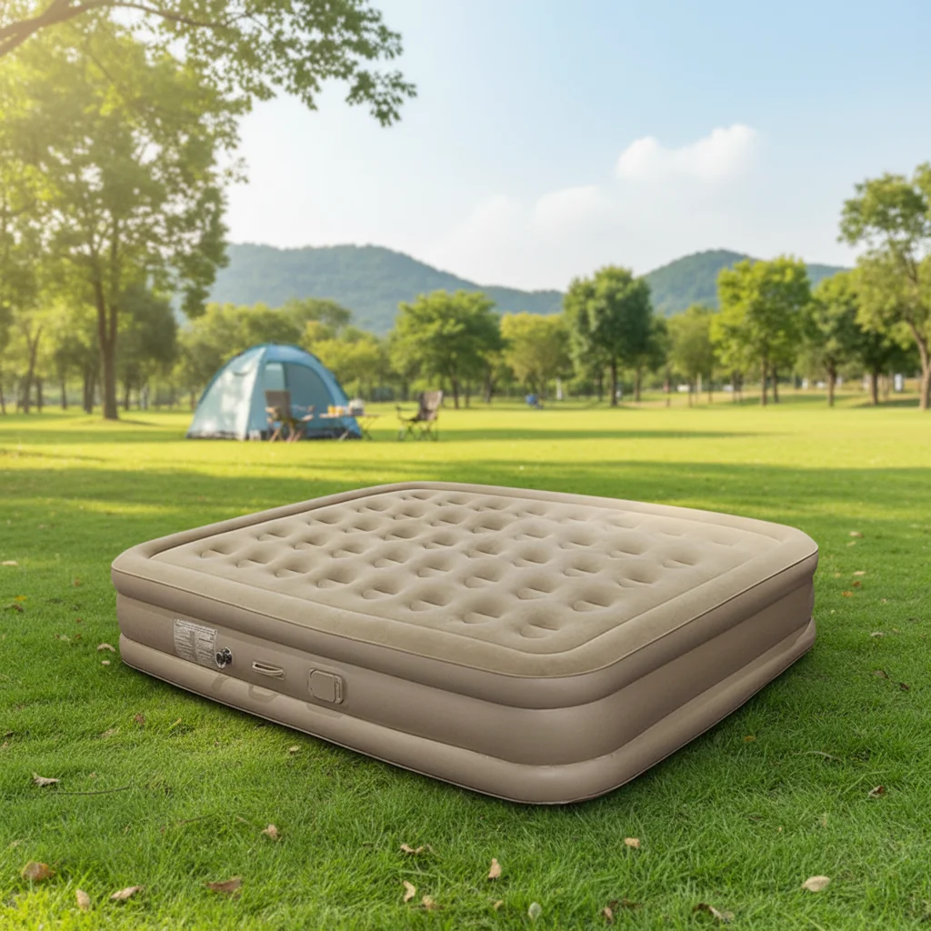 Easy Carry Folding Airbed Queen Size Inflatable Double Hight Automatic Camping Air Mattress With Built-in Pump