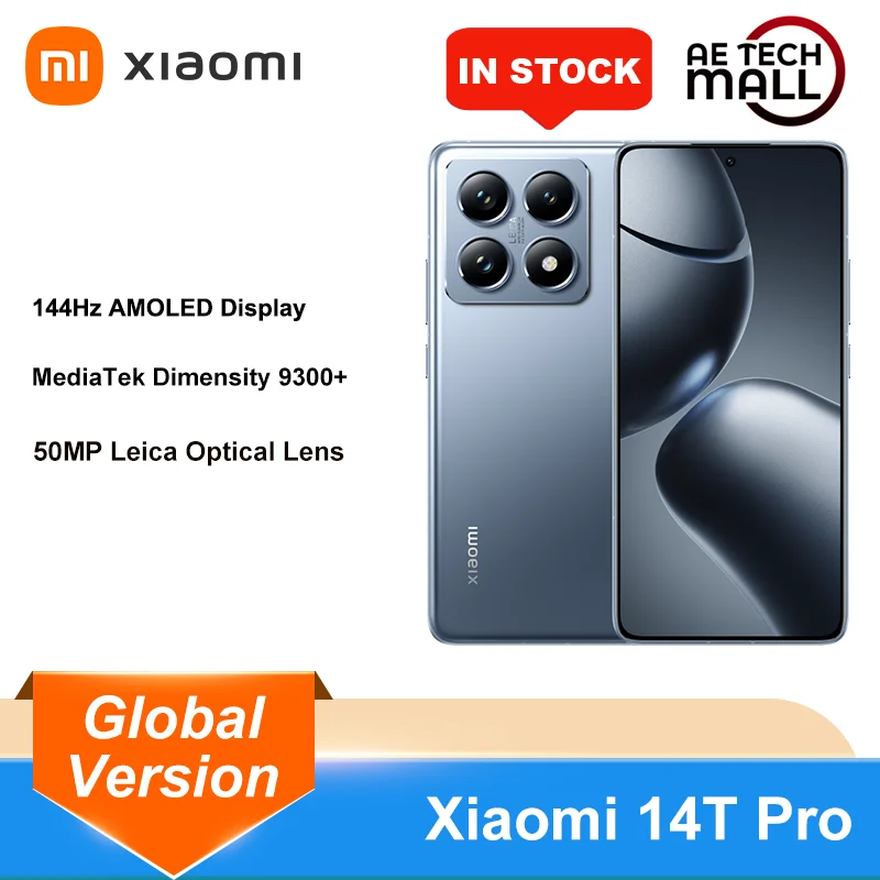 Глобальная версия Xiaomi 14T Pro 5G MediaTek Dimensity 9300+ 6,67 дюйма, AMOLED-дисплей 144 Гц, 50-мегапиксельная камера Leica, 5000 мАч, 120 Вт, HyperCharge