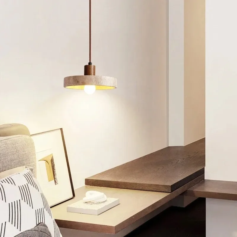 SANDYHA Modern Marble Pendant Light Circular Stone Chandelier LED Lighting Fixture Bedroom Living Room Dining Table Home Decor
