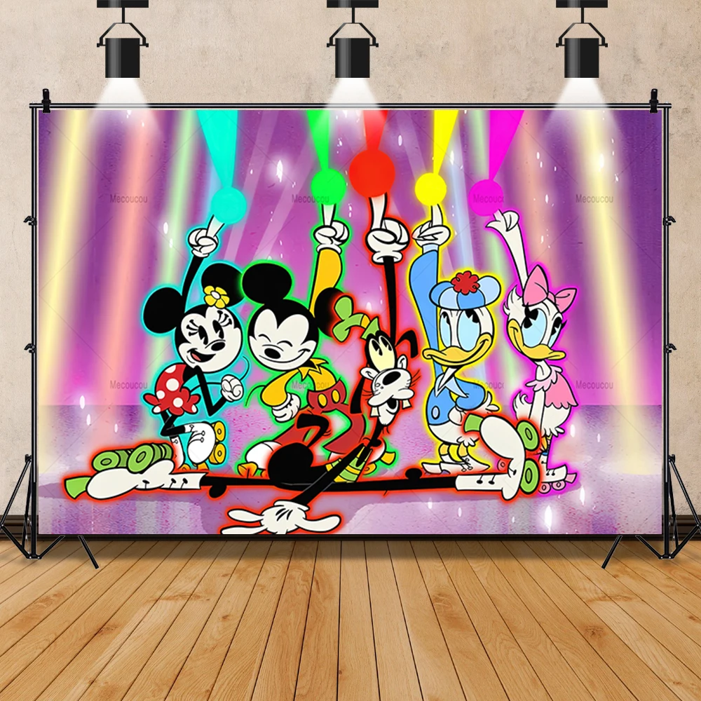 Disney Cartoon Mickey Minnie Mouse Photography Backdrops Boy Girl Birthday Party Baby Shower Customize Background Studio