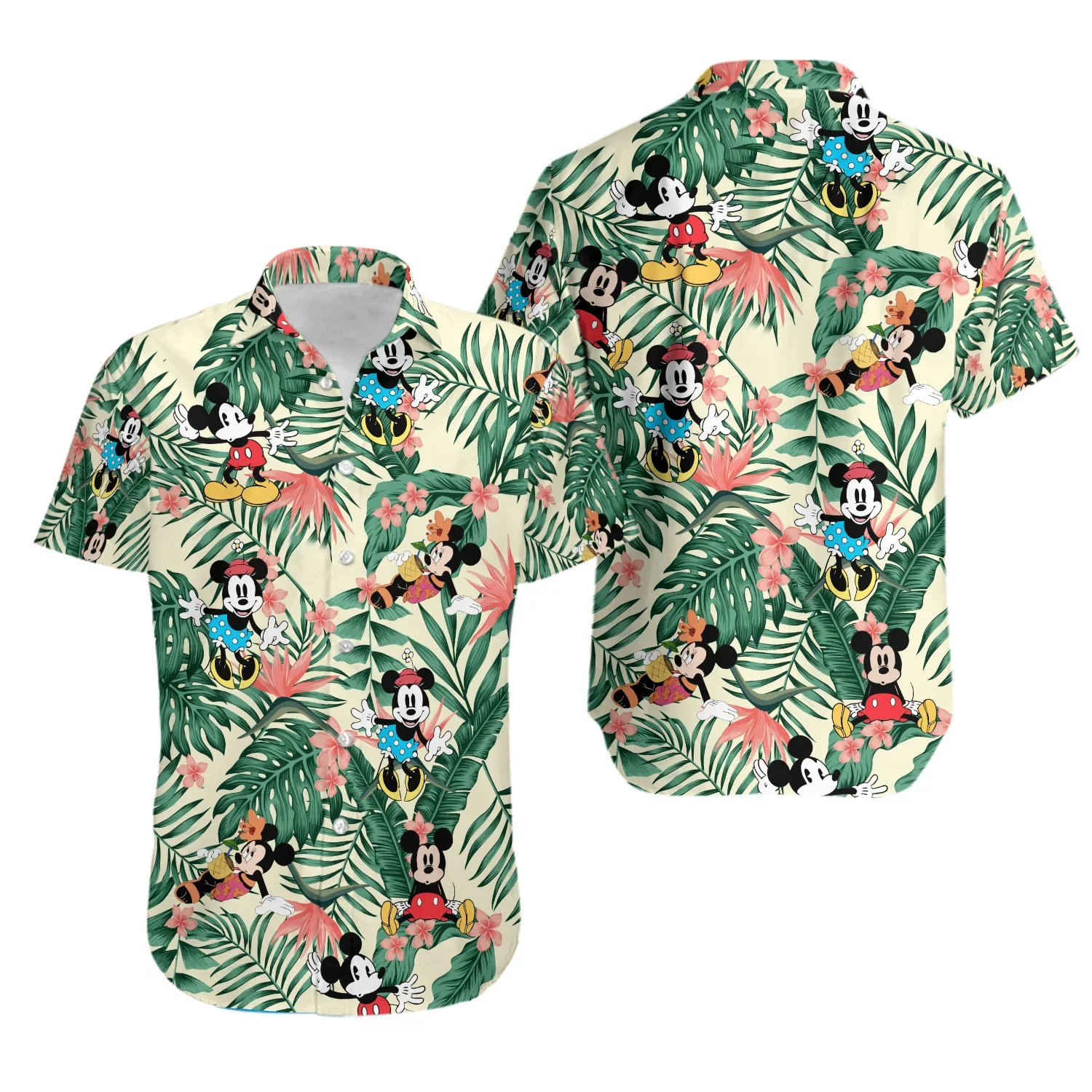 Disney Mickey Mouse Rainbow Stripe Hawaiian Shirt Men Women Short Sleeve Shirt Disney Hawaiian Shirt Casual Beach Shirt For Men