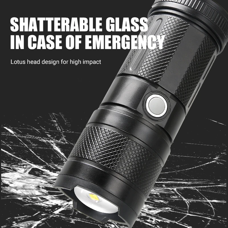 

D2 Strong Light P50 LED Flashlight 9 Lighting Mode USB Rechargeable Portable Zoom Torch Lamp Outdoor Camping Emergency Lantern