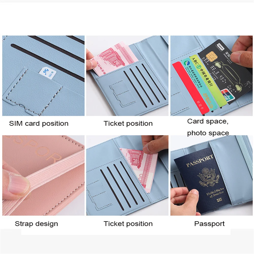 Rfid Passport Cover Passport Protector Multi-Function Waterproof Credit Id Card Wallet Business Document Holder Travel Accessory