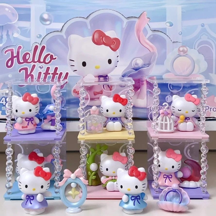 Genuine hellokitty blind box pearlescent dream series micro box kt Hello Kitty hand-made scene desktop decoration doll holiday g