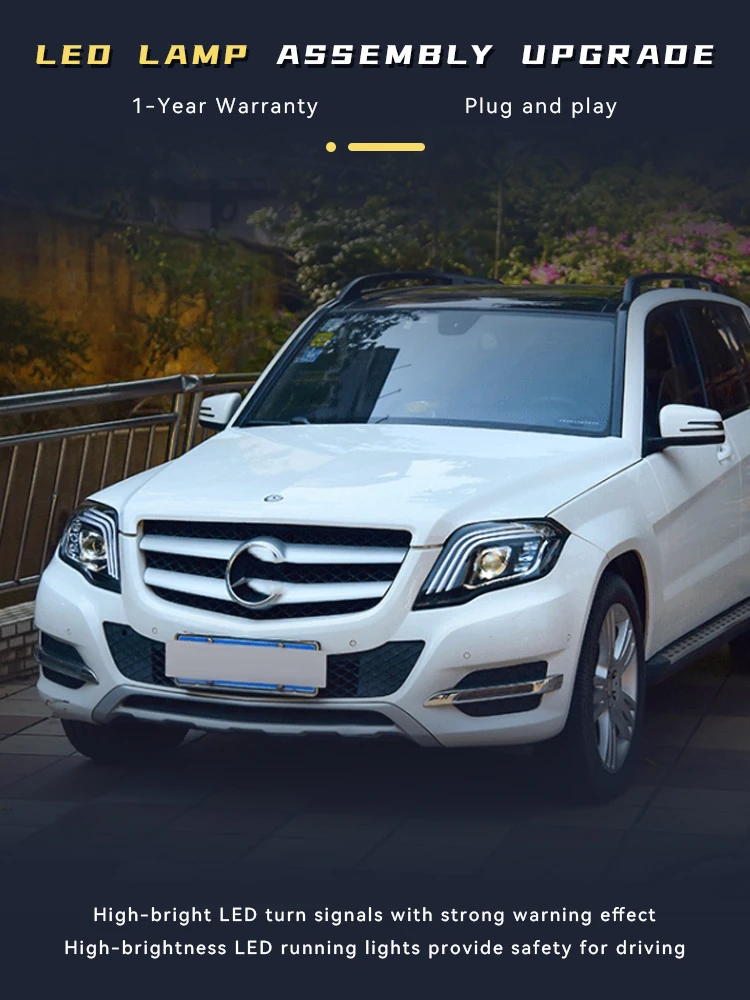 

Аксессуары для транспортных средств для Mercedes Benz 2008-2015 GLK GLK200 GLK260 GLK300 Передний фонарь DRL Автомобильная фара Светодиодная линза для фар Авто