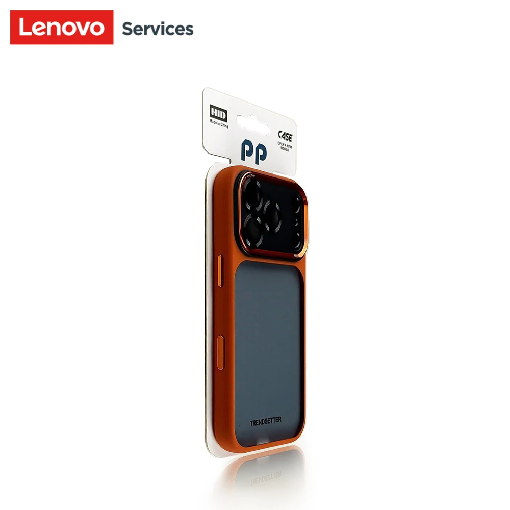 Lenovo luxe oranje schild mat transparant telefoonhoesje voor iPhone 16 17 Pro Max nieuwe metalen knoppen huidgevoel schokbestendige hoes