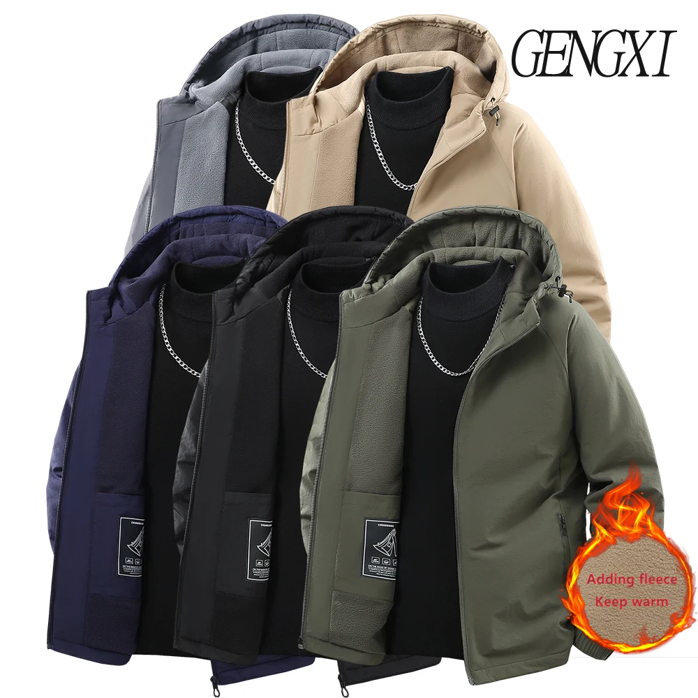 

Осень/зима, Новое поступление, спортивная куртка на флисовой подкладке с утолщенным капюшоном, мужская ветрозащитная теплая верхняя одежда