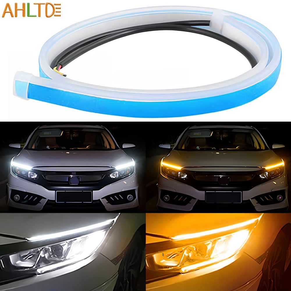 

2pc 30/45/60cm Car DRL Flexible Waterproof Headlight Brake Turn Signal Lamp Decorative Car Styling RGB LED Daytime Running Light