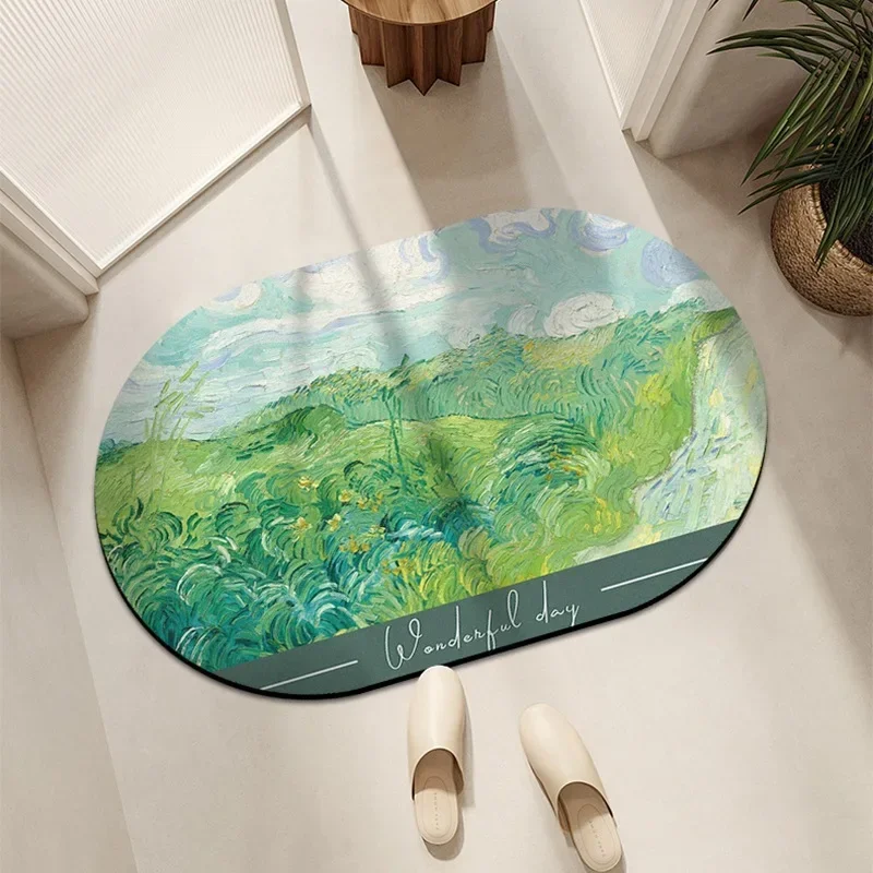 

Bathroom soft diatom mud household toilet floor absorbent quick drying toilet carpet non-slip mat skyblue