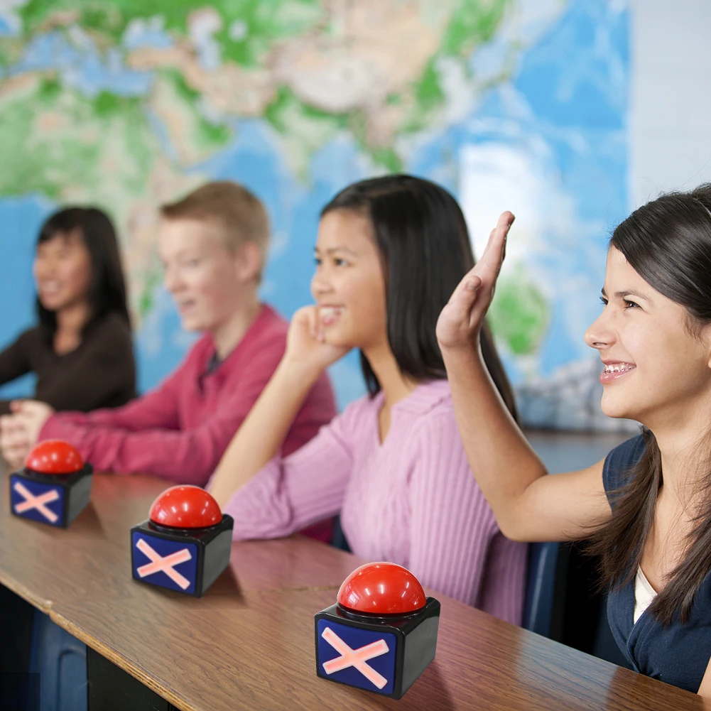 Buzzer de réponse de jeu avec son et lumière, bouton d'alarme de Quiz rouge de haute qualité, Buzzer de réponse éducatif, fourniture de fête scolaire, 3 à 1 pièces