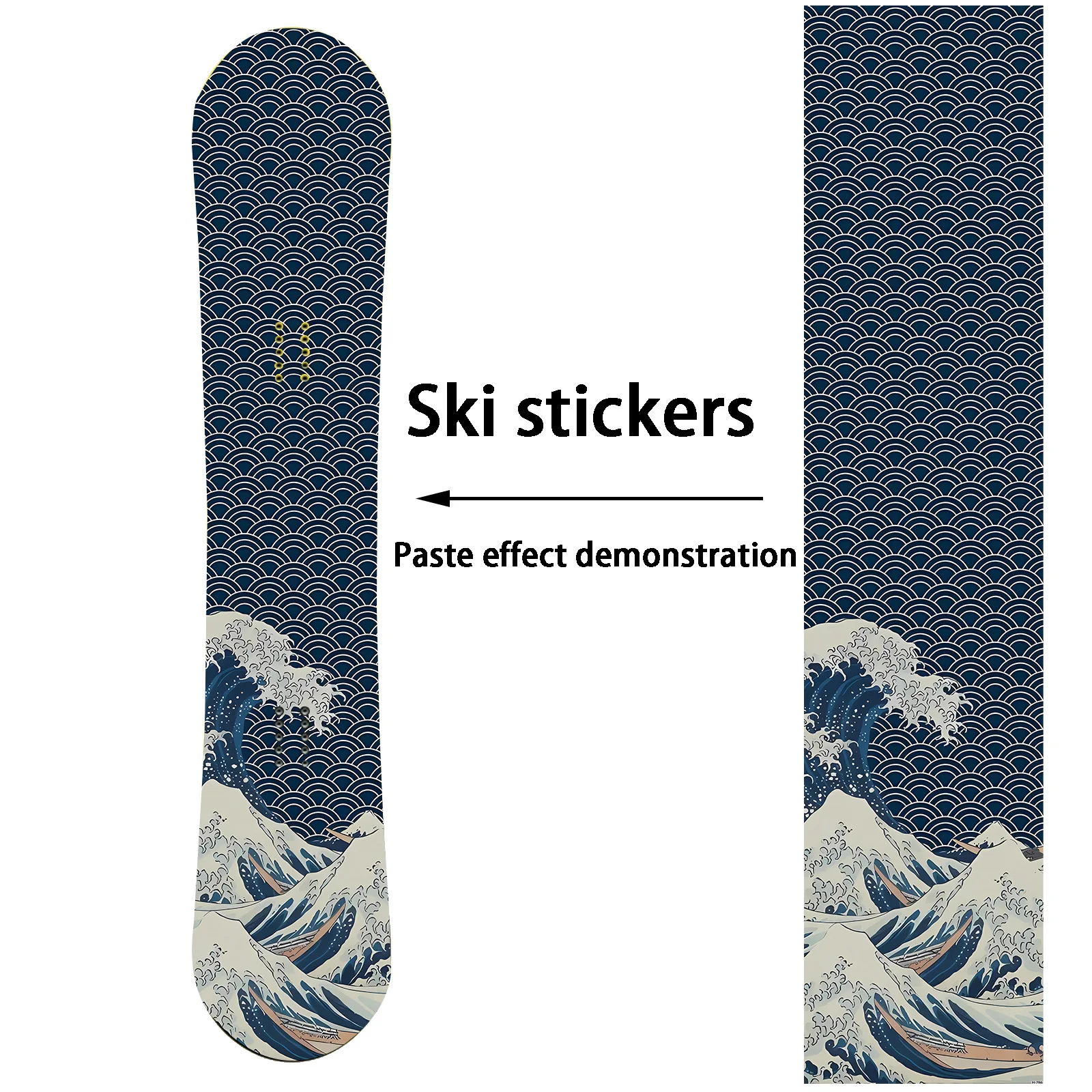 

Большая темно-синяя наклейка для сноуборда с изображением картин в стиле укиё-э «Волны Канагавы» и «Прохладный ветер», персонализированная трендовая декоративная наклейка для сноуборда