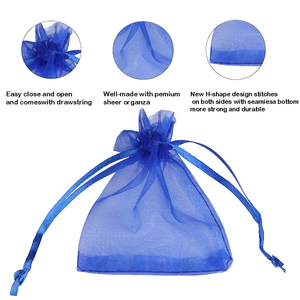 50/100pcs Colorful Organza Gift Bag 5x7 7x9 9x12 10x15 13x18cm Christmas Party Wedding Candy Jewelry Packaing Drawstring pouches