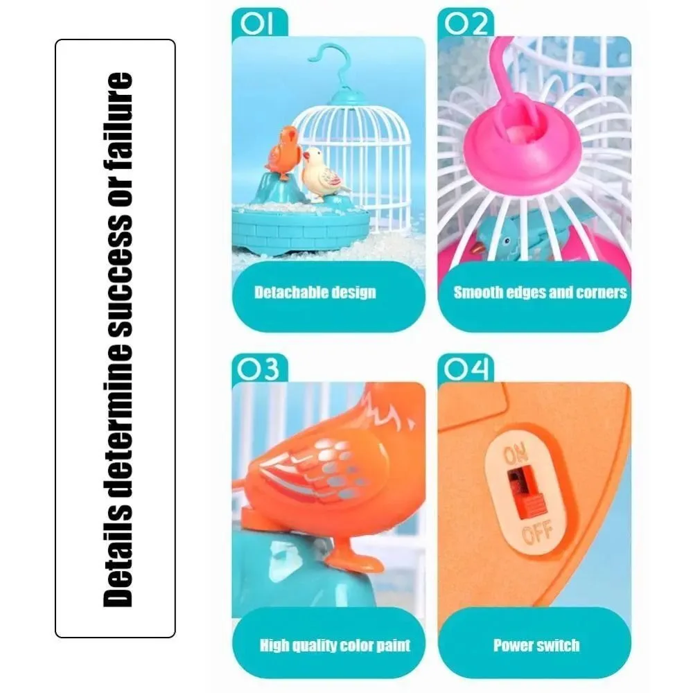 New Sound Control Electric Bird Cage Realistic Voice Luminous Parrot Cage Funny Talking Electric Bird Children