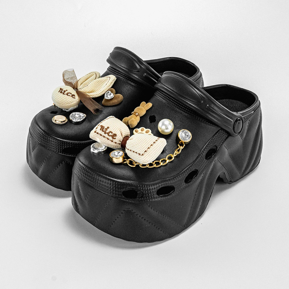 Nuevas Sandalias de Verano con Diseño de Conejo de Dibujos Animados, de Terciopelo y EVA, Versátiles para Mujer, Pantuflas Casuales para Exteriores, Sandalias de Punta Cerrada con Plataforma Antideslizante y Suela Gruesa 8809