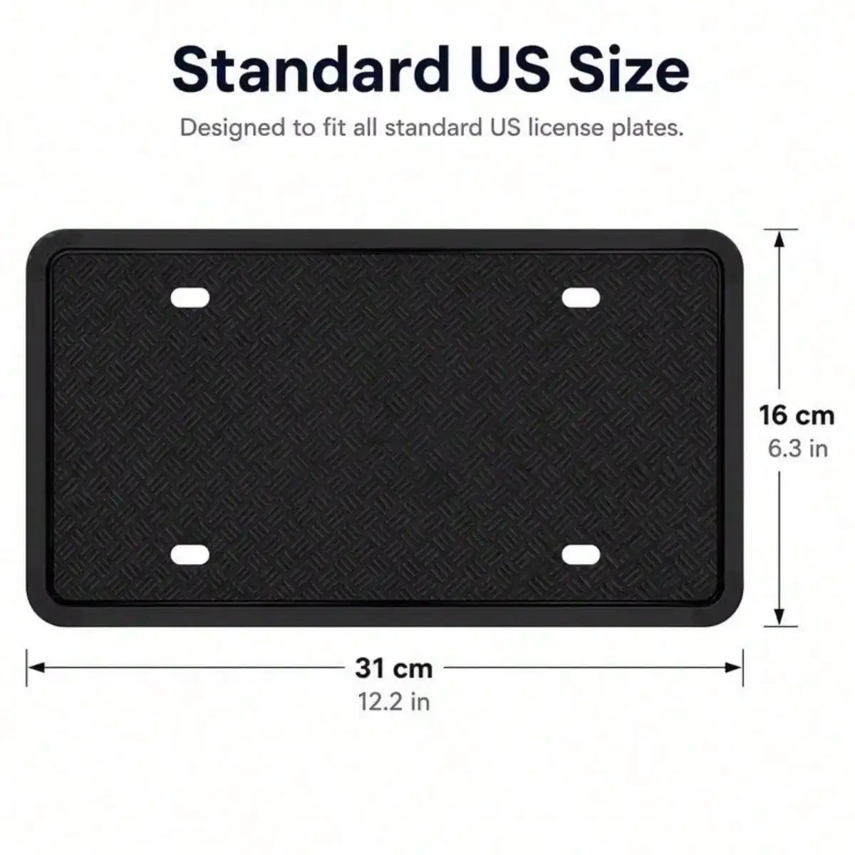 2 Pack Silicone License Plate Mounting Plate 12.2X6.3inch Black Universal Anti-Vibration With Screw Covers For Vehicle