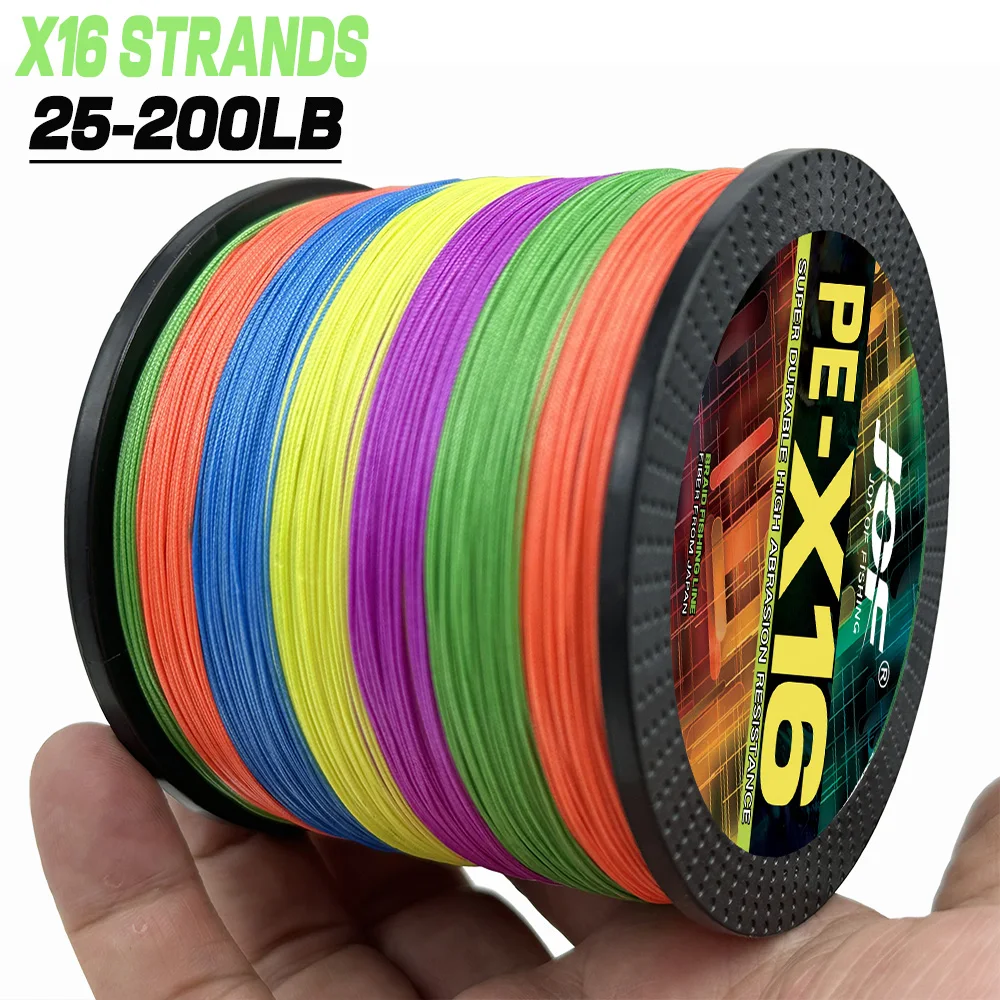 JOF X16 100M Braided Fishing Line 16Strands MultiColor Multifilament Saltwater PE Line 25 32 40 55 68 80 100 125 140 161 200LB