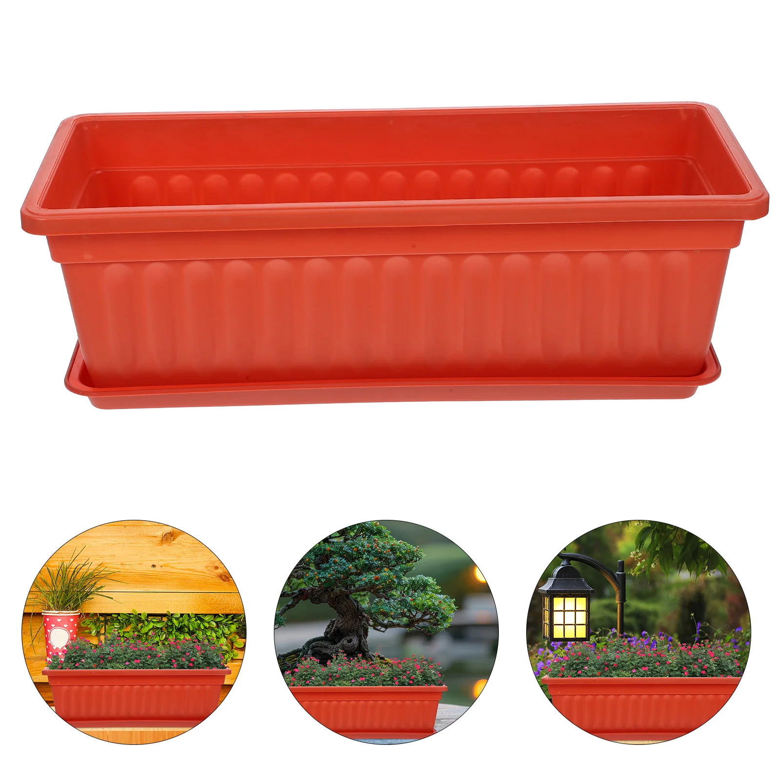 

Window Box Planter 2Pcs Plastic Rectangular Flower Pot Vegetable Planters for Windowsill and Patio Garden