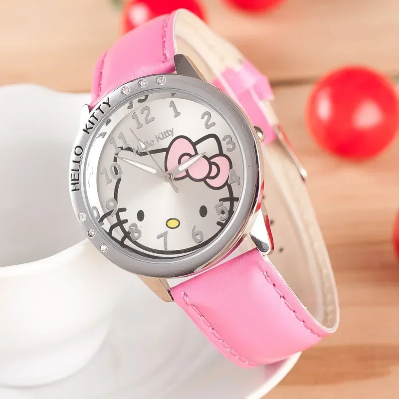 MINISO HelloKittys كوارتز ساعات الأطفال ساعات المعصم أنيمي Kawaii الفتيات أساور ساعات للنساء موضة هدايا الاطفال