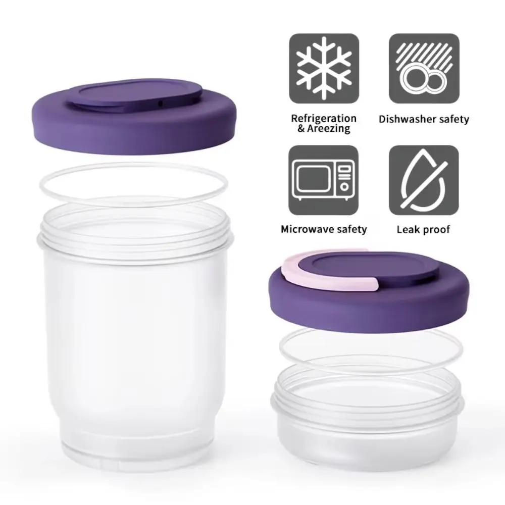 Leak-Proof Double-layer Fruit Salad Cup Draining Folding Handle Breakfast Cup Plastic Fresh-keeping Fruit Storage Jar Camping