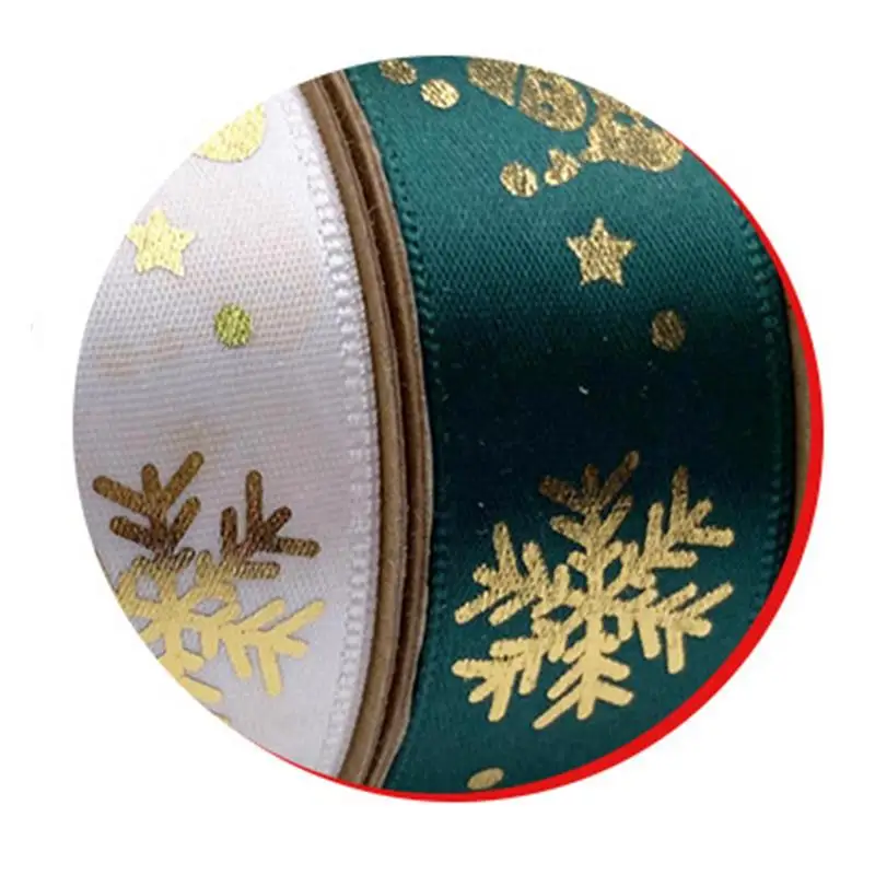 10Yards 9m Christmas Ribbon Printed Handmade DIY Design Christma Decoration For wrapping Cake Bouquet Gift Christmastree Packing