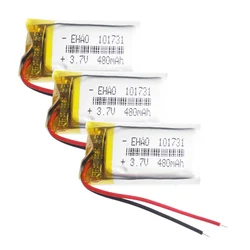 3 szt. 3,7 V 480 mAh Akumulator litowo-polimerowy Lipo101731 Dla MP3 GPS DVD Bluetooth Rejestrator Zestaw słuchawkowy E-book Głośnik