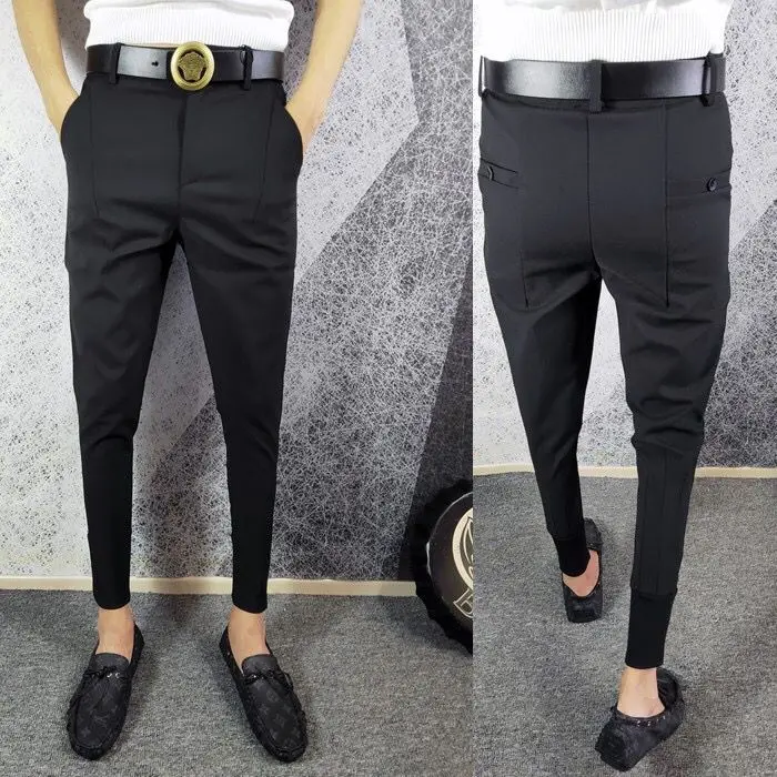 

Autumn Winter Hombre High Waist Suit Pants for Men Clothing Business Casual Pantalones Slim Fit Formal Wear Trousers A93