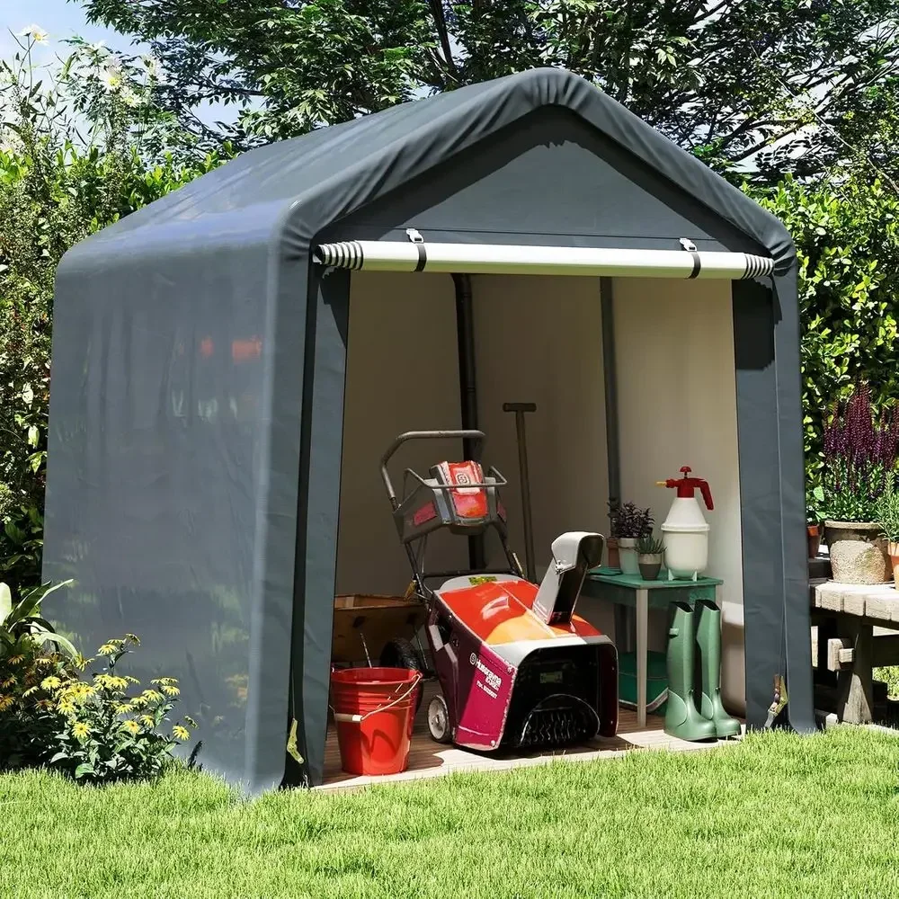 Portable 8x6.5ft Outdoor Storage Shed with Waterproof Cover and Roll-up Door