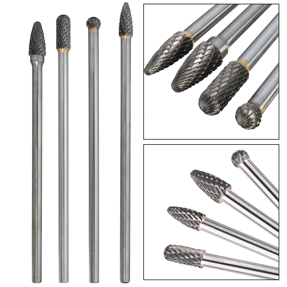 

4Pcs/Set 150mm Burrs Aluminum Cylinder Head Porting Tungsten Carbide Porting Polishing Tool 6mm Shank Electric/pneumatic Tools