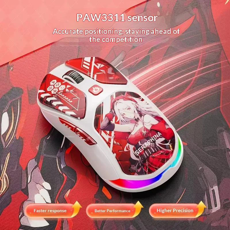Lingbao M7 Mouse 90g Three Mode 8K 12000DPI Wireless Gaming Mouse PAW3311 PBT/ABS shell PC Gamer Accessories Mouse Gifts