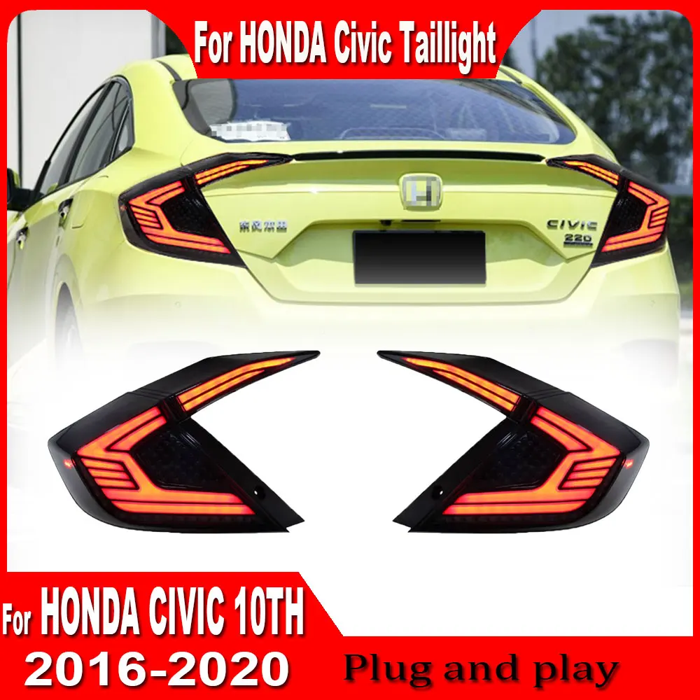 New LED Taillight Modified For Honda civic 10th 2016 2017 2018 2019 2020 Full Tail Lamp Dynamic Turn Signals Car Accessories