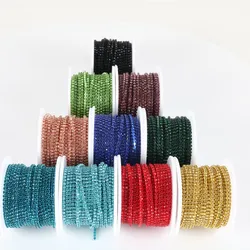 5 Yards Colorful Rhinestone Chains Dense Fancy Chain Apparel Sewing Glass Rhinestone Cup Chain With Colorful base
