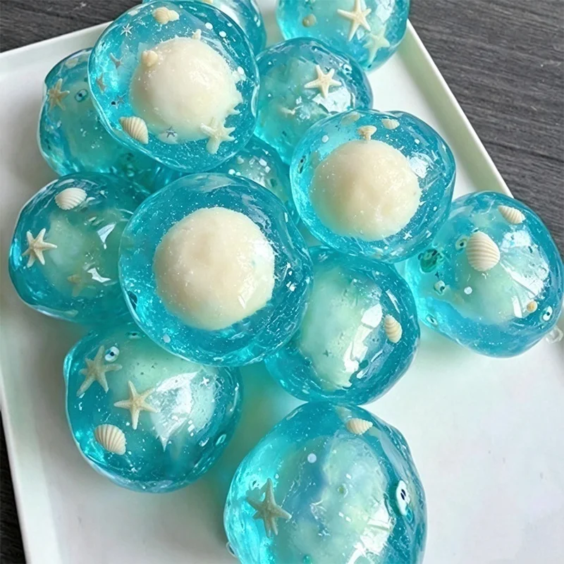 Ocean Green Apple Popping Stretch ASMR Snow Crunch Stress Relief Soft Sensory Squeeze Ball for Anxiety Relax Fidget Toy Gift