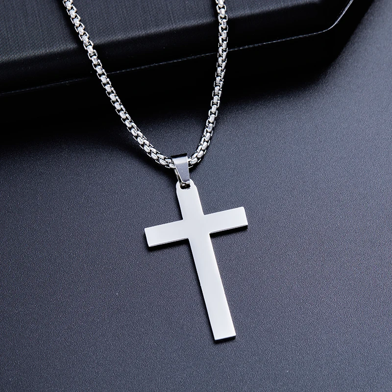 Punk Stainless Steel Fried Dough Twists Chain Snake Bone Chain Double Cross Pendant for Men and Women Holiday Party Accessories