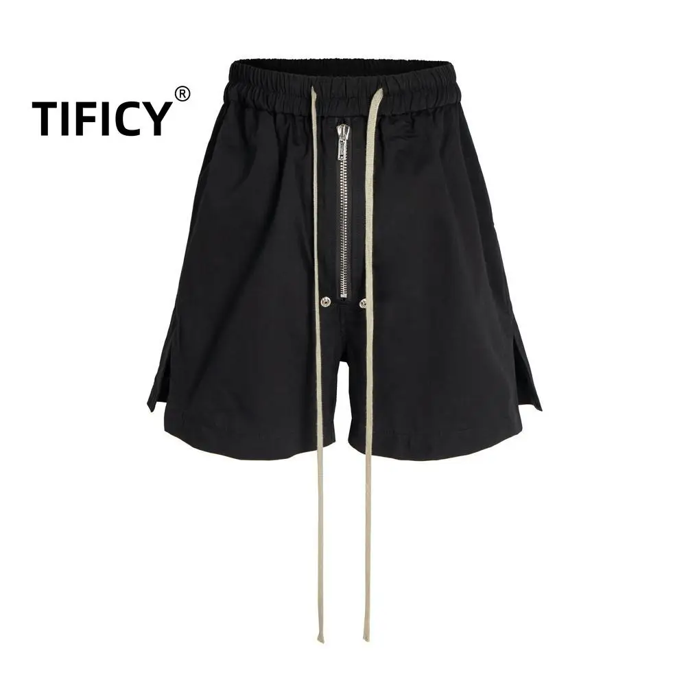 RO Style Dark High Street Elastic Waist Shorts Men's Functional Silhouette Casual Sports Side Slit Nylon Shorts Summer