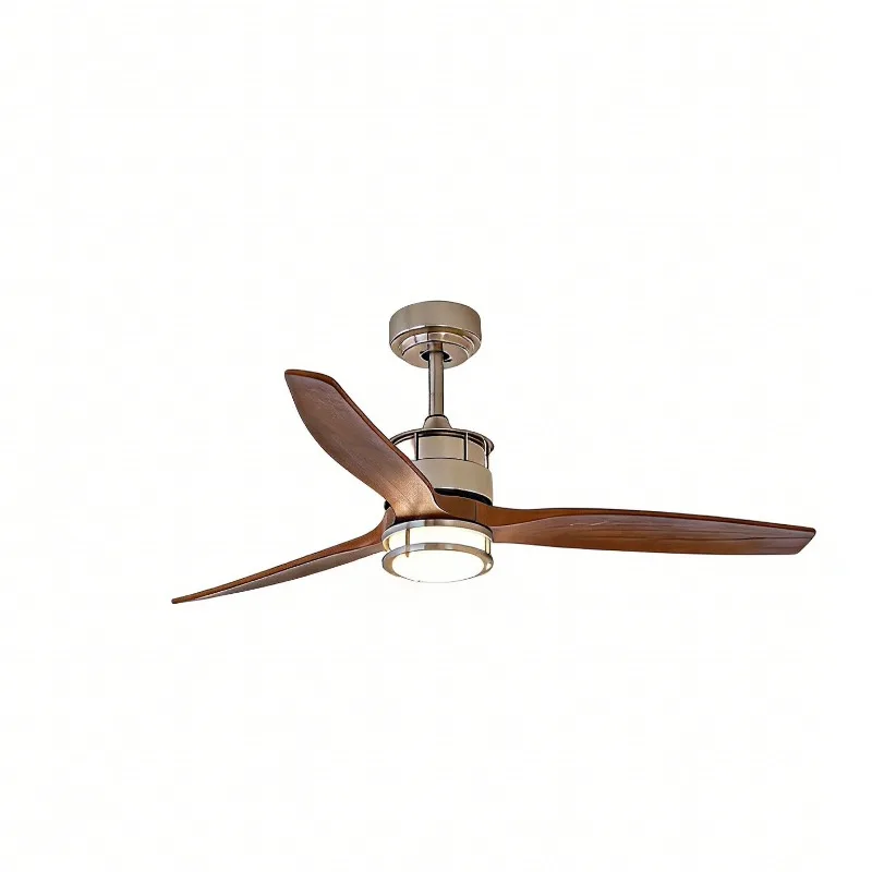Retro American living room fan light, medieval French wind frequency conversion ceiling fan, dining room solid wood household