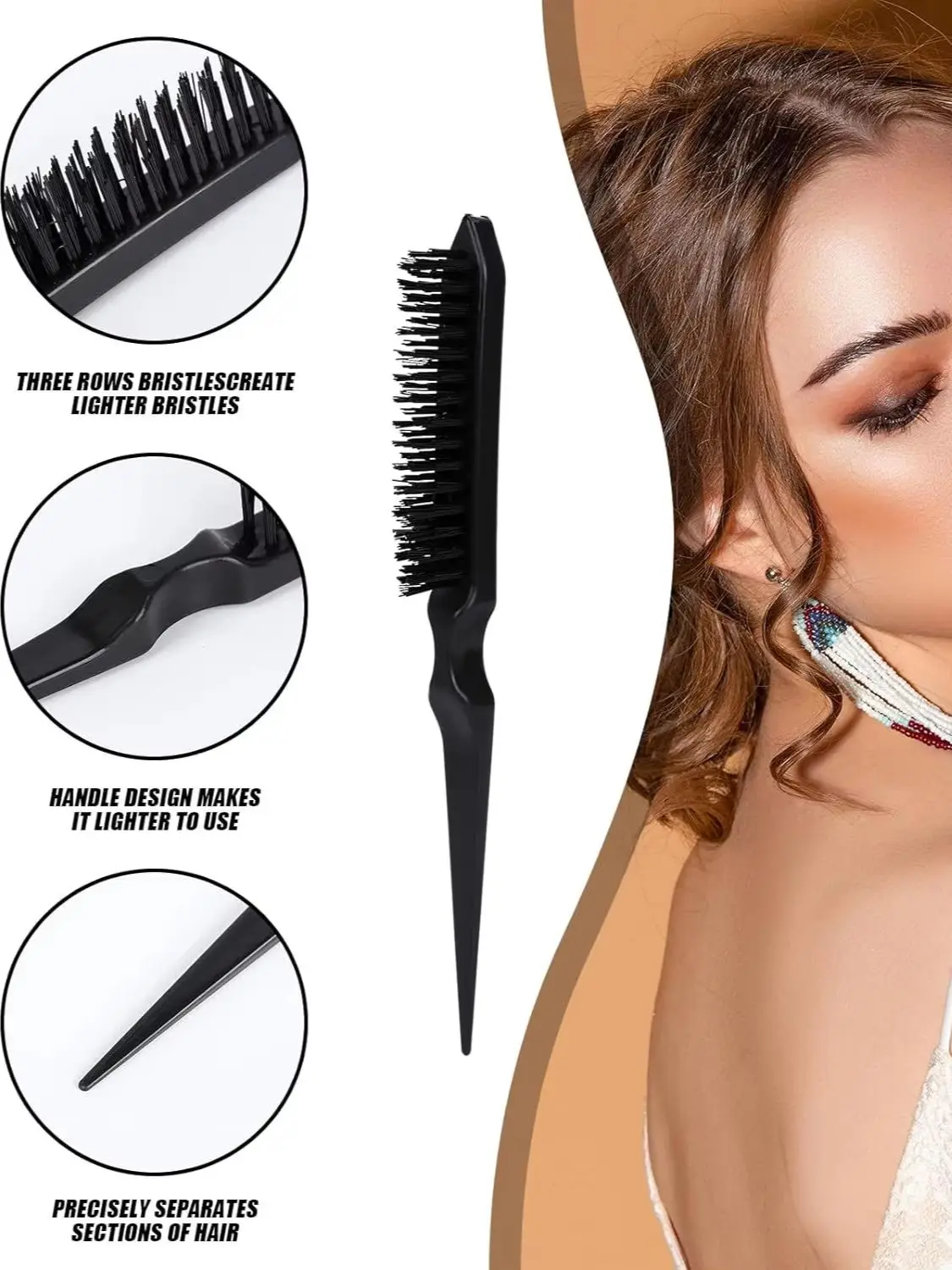 10 stücke Haar Styling Kamm Set Necken Haar Pinsel Triple Necken Kamm Ratte Schwanz Kämme Rand Pinsel Haar Schwanz Werkzeuge geflecht Werkzeug Schleife – Detail 5