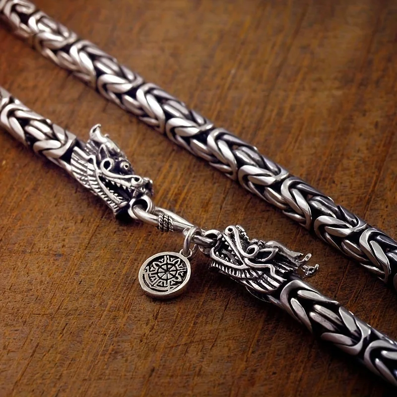 อินเทรนด์ส่วนบุคคล Vintage Punk Bully ผู้ชายสร้อยคอมังกร Dragon Bone Chain เครื่องประดับ