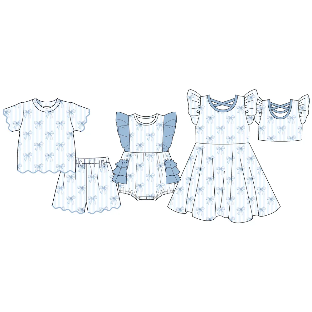 New Summer Girl Clothes Floral Print Dress with Flutter Sleeves Boutique Short-Sleeve Girl Outfit Set Baby Girl Bubble Romper