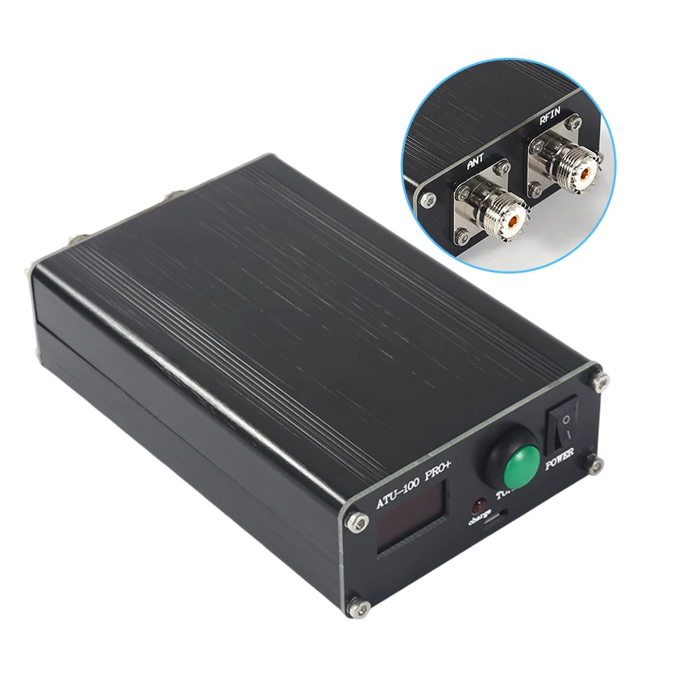 ATU-100 Pro+ 1.8-55Mhz Automatic Antenna Tuner 10-15VDC 0.96In With USB Cable 1870pF Capacitor Signal Receiving Accessories ﻿