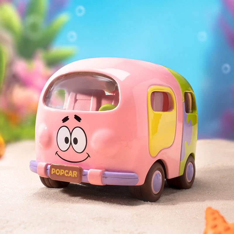 POP MART-caja misteriosa de vehículos de la serie de coches turísticos Bob Esponja, de 9 piezas caja ciega, juguete de coche POPMART, 1 unidad